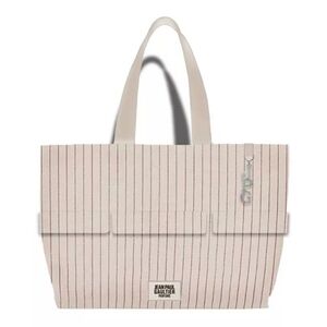 Jean Paul Gaultier Parfums Pinstriped Tote in Cream and Red